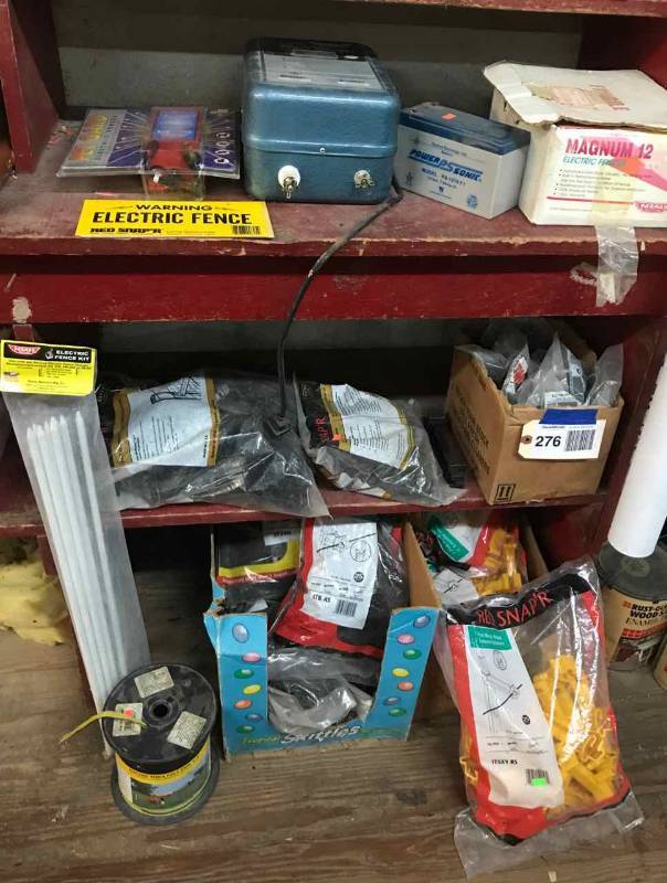 lot 276 image: Pet Gard Electric Fencer, Fence Charger, Electric Fencer, Snaprs, 12V Battery, Poly Tape, Large Step In Posts, Etc.