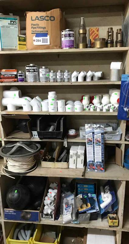 lot 284 image: PVC Cement, Fittings, Floats, Traps, Etc.