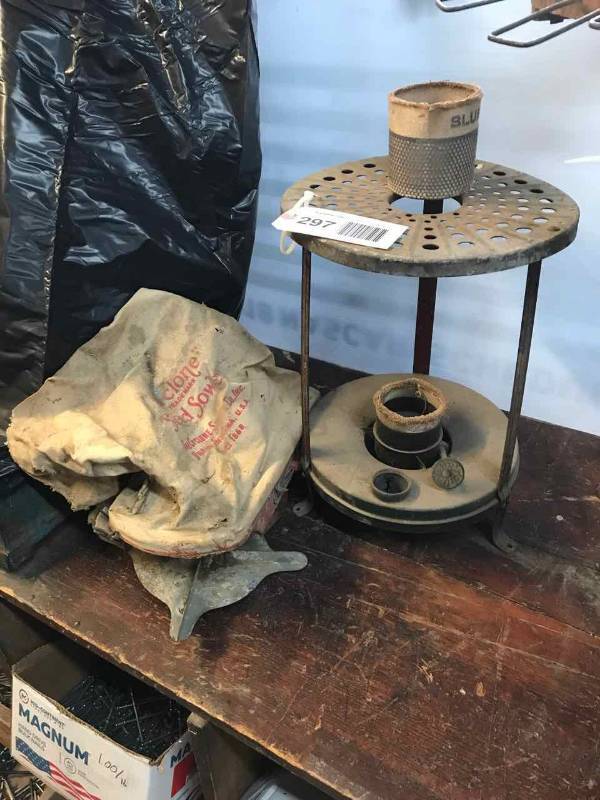 lot 297 image: Old Seed Sower, Antique Kerosene HeaterStoveParts
