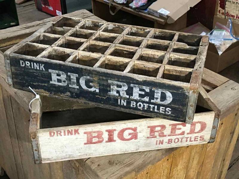 lot 329 image: (2) Wood Soda Crates, Big Red