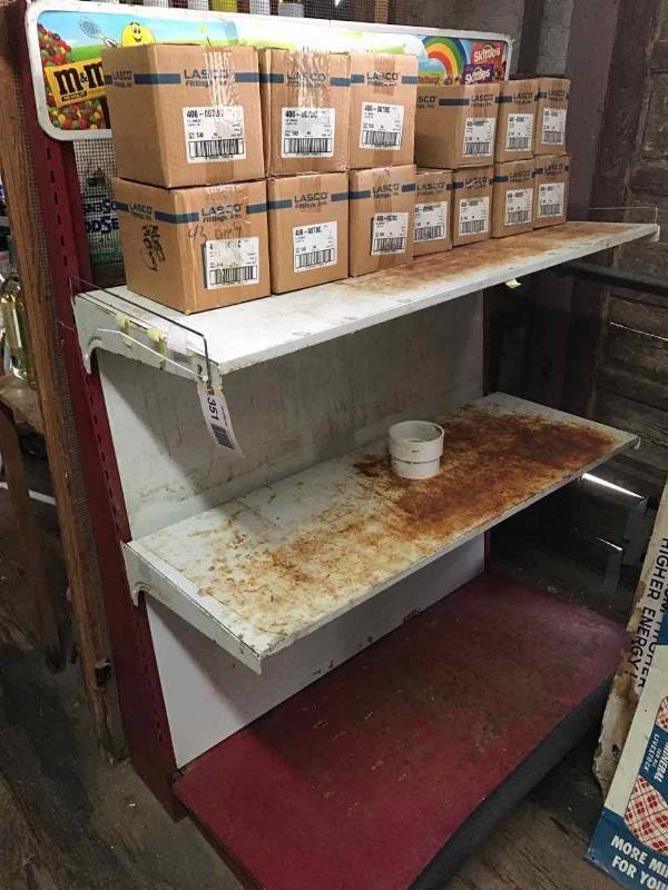lot 351 image: (13) Lasco PVC 90 Degree Elbows wMetal Shelf Merchandiser