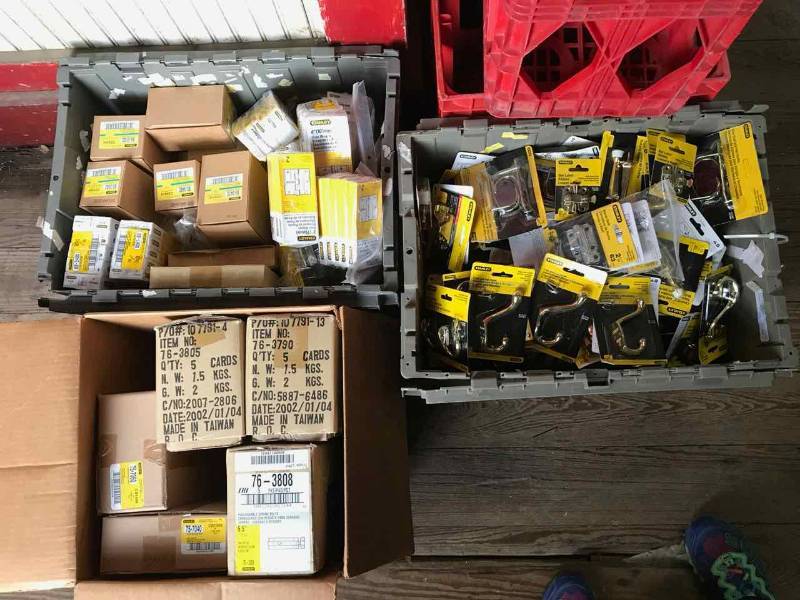 lot 356 image: Boxes of Stanley Household Hardware, Assorted, New