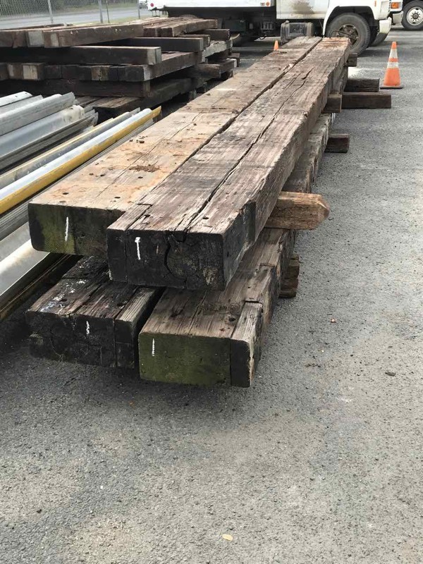lot 1 image: (4) 30 Ft. Railroad Timbers