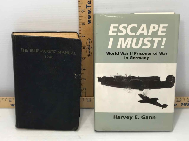 lot 81 image: (2)Books Bluejackets Manual 1940 & Escape I Must