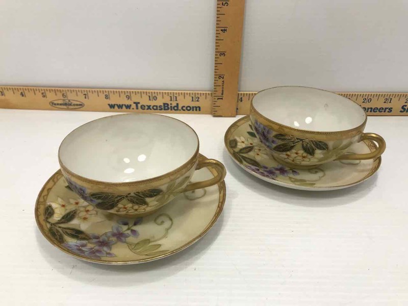 lot 103 image: Painted Nippon TS Cups & Saucers