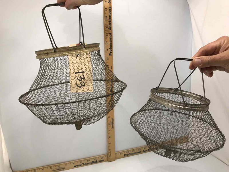 lot 133 image: (2) Old Wire Egg Baskets