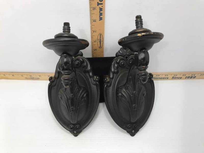 lot 137 image: (2) Gas Lamp Sconces