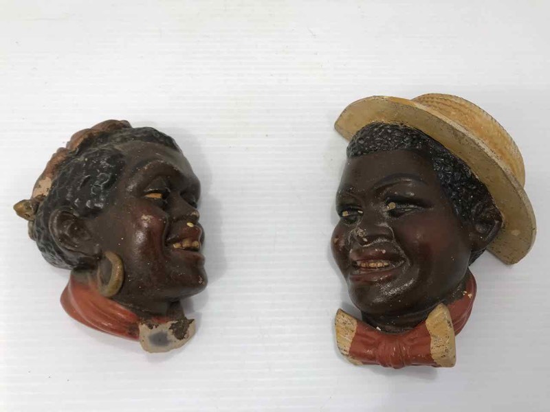 lot 138 image: (2) Chalk Figures, Wall Mounted