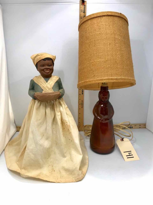 lot 141 image: Aunt Gemima Syrup Bottle Lamp and an Aunt Sarah Sit-About