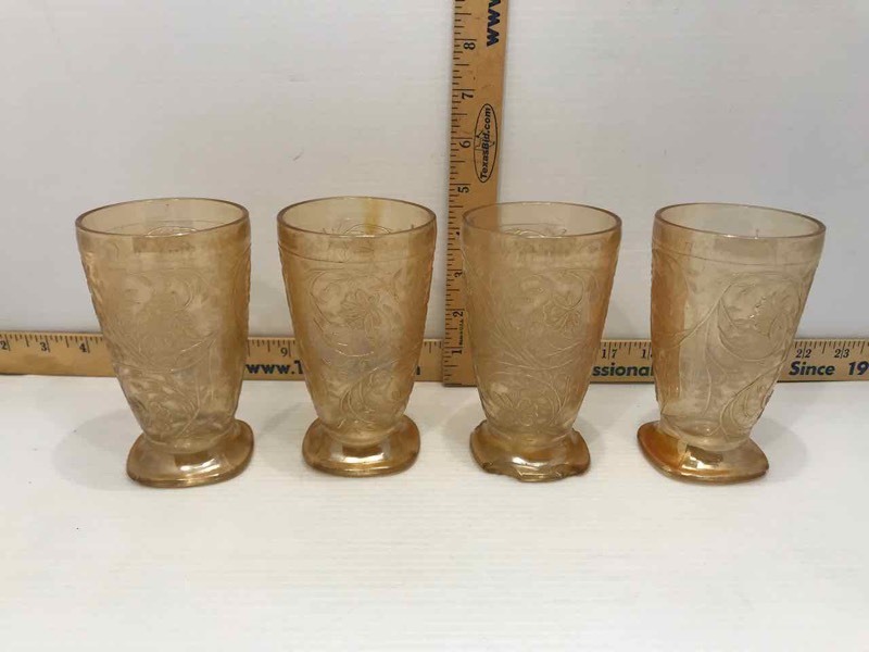 lot 145 image: (4) Carnival Glass Drinking Glasses