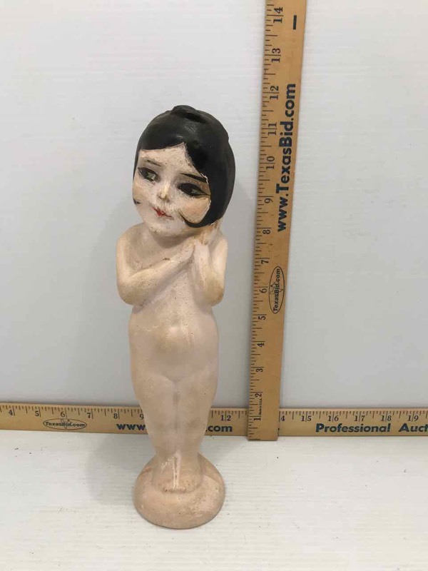 lot 176 image: Vintage Chalk Figure 1920s Style Flapper with Dark Hair