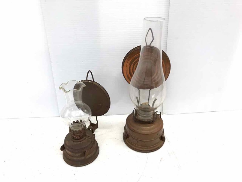 lot 313 image: (2) Copper Oil Lamps