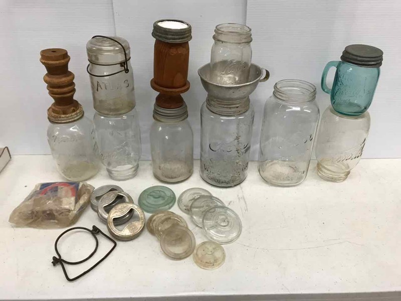 lot 316 image: Asst. Canning Jars, LidsTops