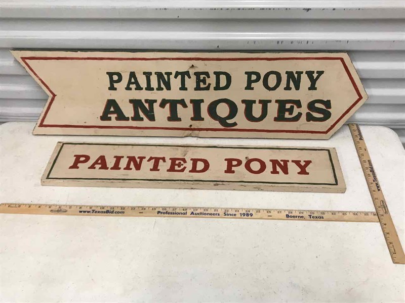 lot 400 image: (2) Painted Wood Signs (Painted Pony)