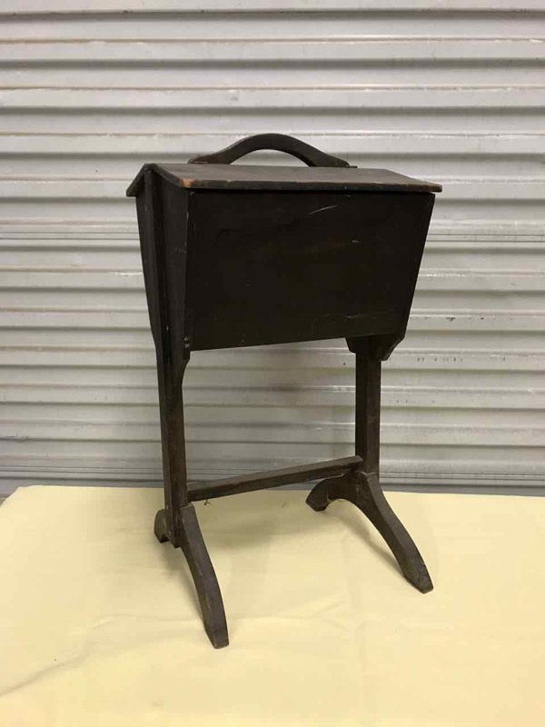 lot 230 image: AntiqueVintage Sewing Stand with Flip Tops, Tray Inside