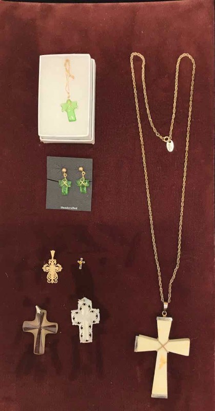 lot 231 image: Jewelry Cross Pendants, Necklace, Pierced Earrings
