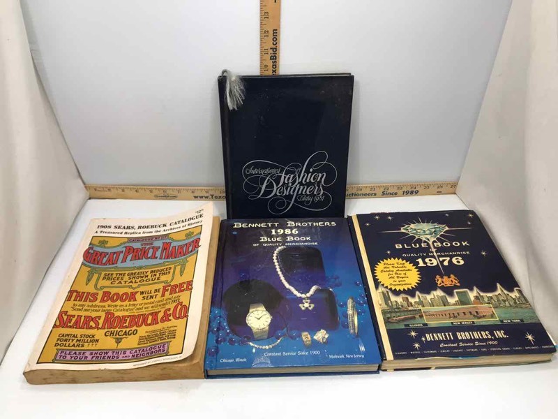 lot 273 image: (2) Bennett Blue Books, Sears Catalog, Fashion Designer Calendar