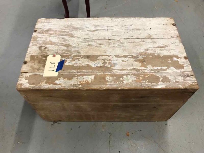 lot 277 image: Old Dove-Tailed Wood CrateChest
