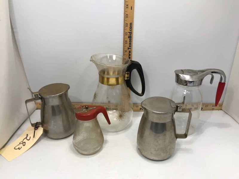 lot 283 image: Syrup Pitchers, Cream Pitchers, Coffee Server