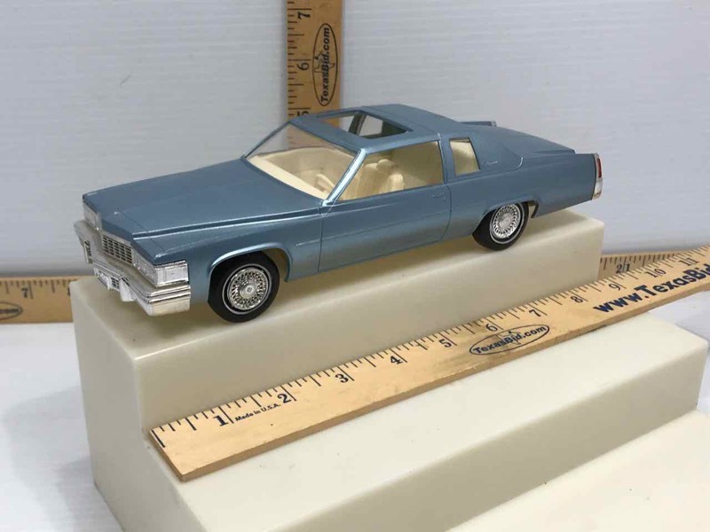 lot 602 image: Dealership Promo  Vintage Johan 1977 Cadillac 125 Scale Built Up Plastic (blue)