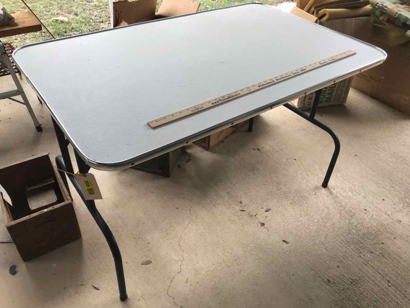 lot 395 image: Small folding table, 48 in