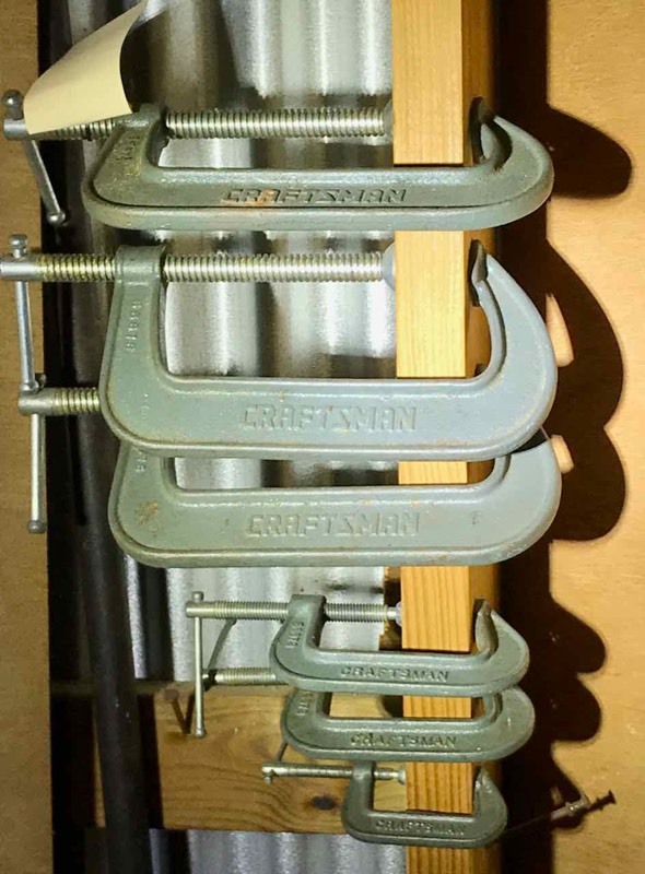 lot 5 image: (6) Craftsman Assorted C Clamps. (Assorted sizes, 2 in. To 7 in.)