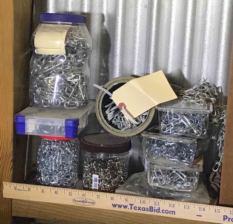 lot 38 image: Assorted small chains in jars and boxes, unknown lengths