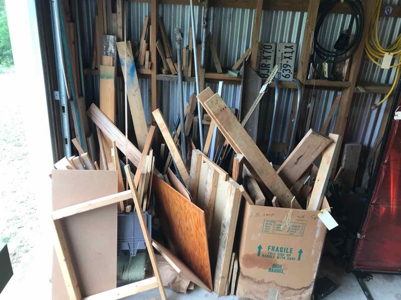 lot 70 image: Lot of assorted wood (on floor and above)