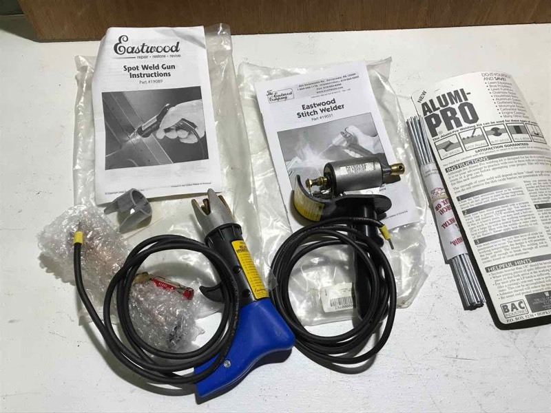 lot 80 image: Eastwood Spotweld Gun and Eastwood Stitchwelder, Alumapro welding rods