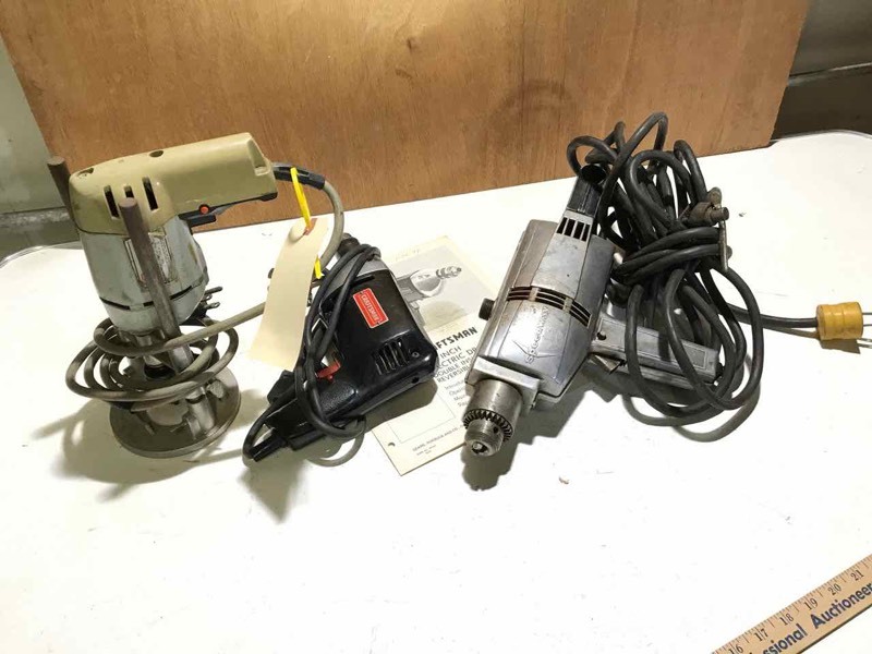 lot 101 image: Craftsman 38� in. Drill Motor, B&D Drill Motor with guide,  Speedway 12� in. Drill Motor, Model 40