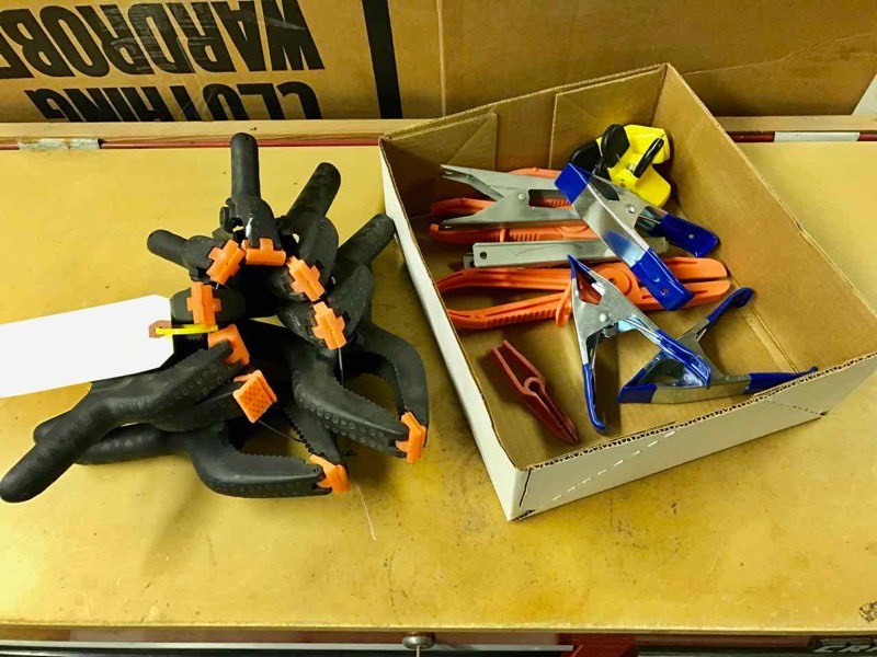lot 144 image: Box of assorted spring clamps