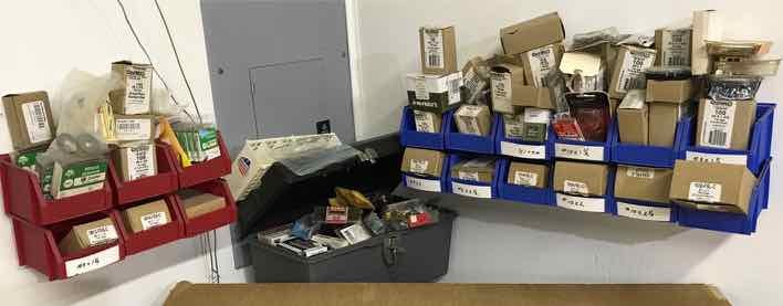 lot 185 image: Fasteners and blue bins