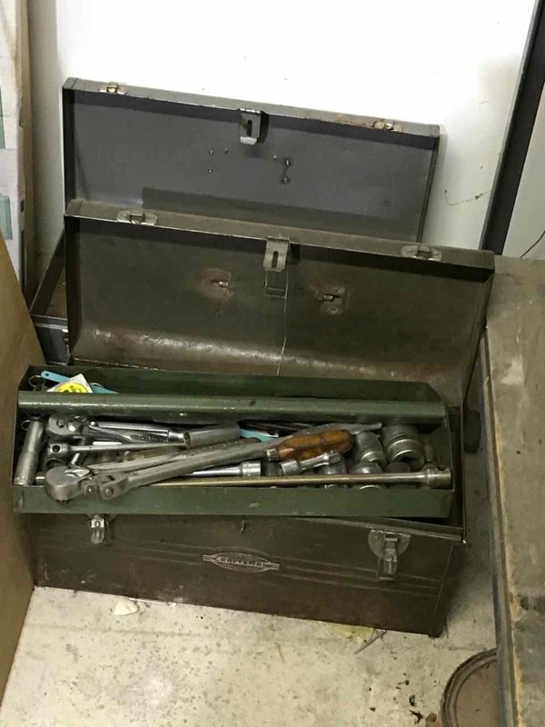 lot 190 image: Metal tool box with tools and empty tool box