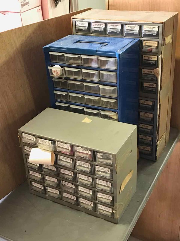 lot 271 image: (3) Parts Cabinets with fastenershardware, etc.