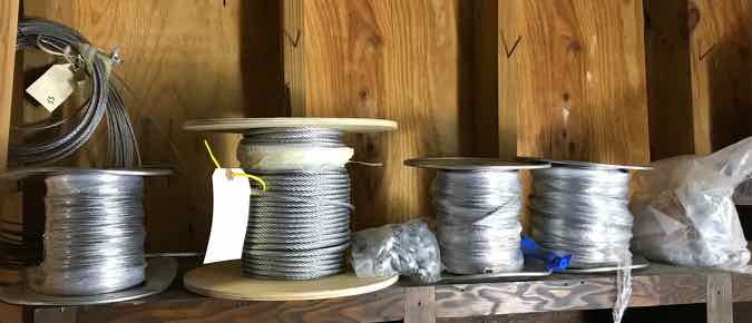 lot 305 image: (4) Spools assorted cables  18� in., 14� in., 316� in., Ferrels, Cable Clamps, Ferrell Crimping ToolCutter
