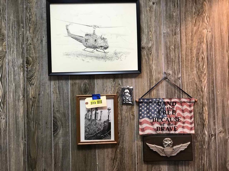 lot 313 image: Three military picturesphotographs. (Helicopter, M16 Memorials, Signature photo)