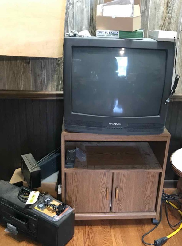 lot 314 image: Radios, TV, Reel to Reel tapes, TV stand