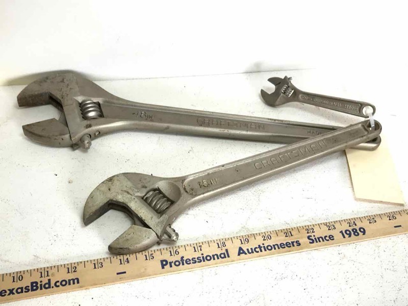 lot 628 image: Craftsman Adjustable Wrenches, 18 in, 15 in and 6 in