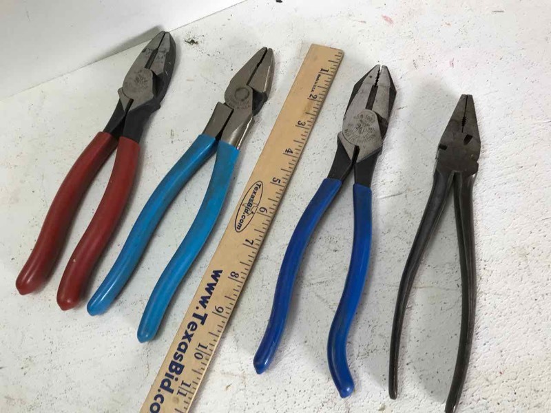 lot 637 image: Linemans Pliers Klein, Utica and Channellock