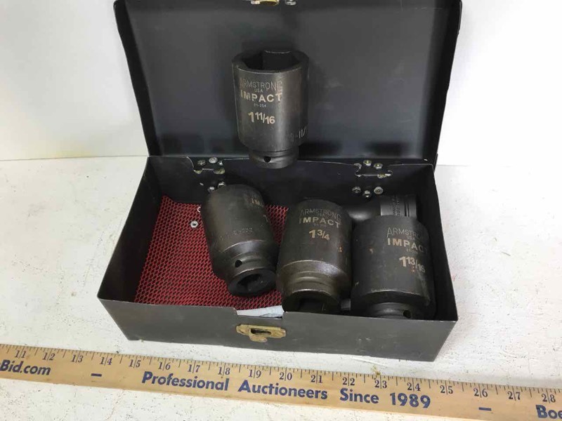 lot 647 image: Armstrong Impact Sockets (4), 1-58 to 1-1316 and extension