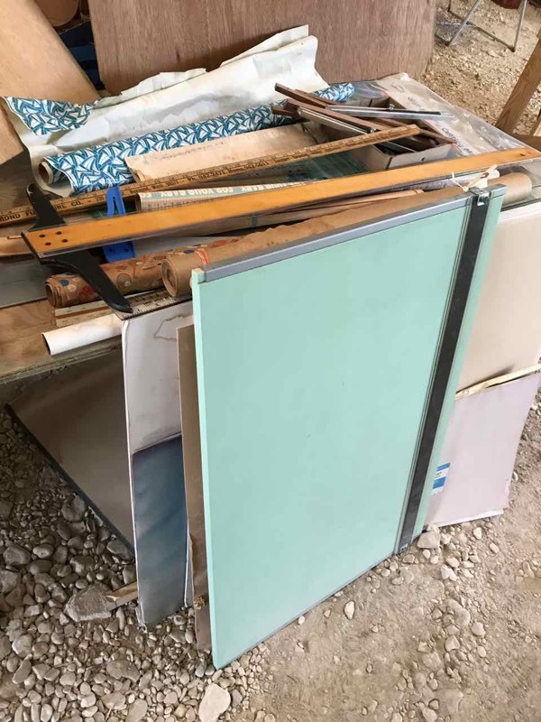 lot 735 image: Drafting Board, T-square, Rulers, tools