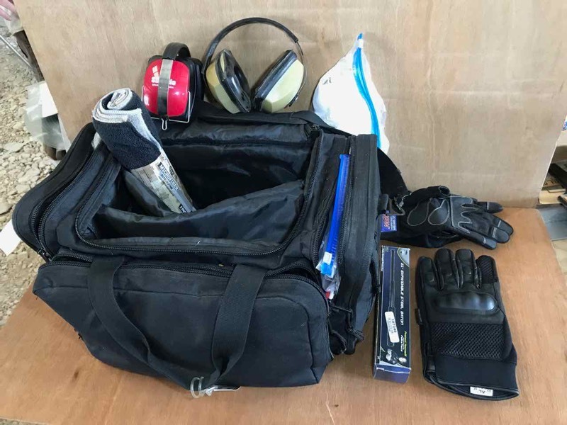 lot 752 image: Black Range Case, gloves, ear protection, etc.