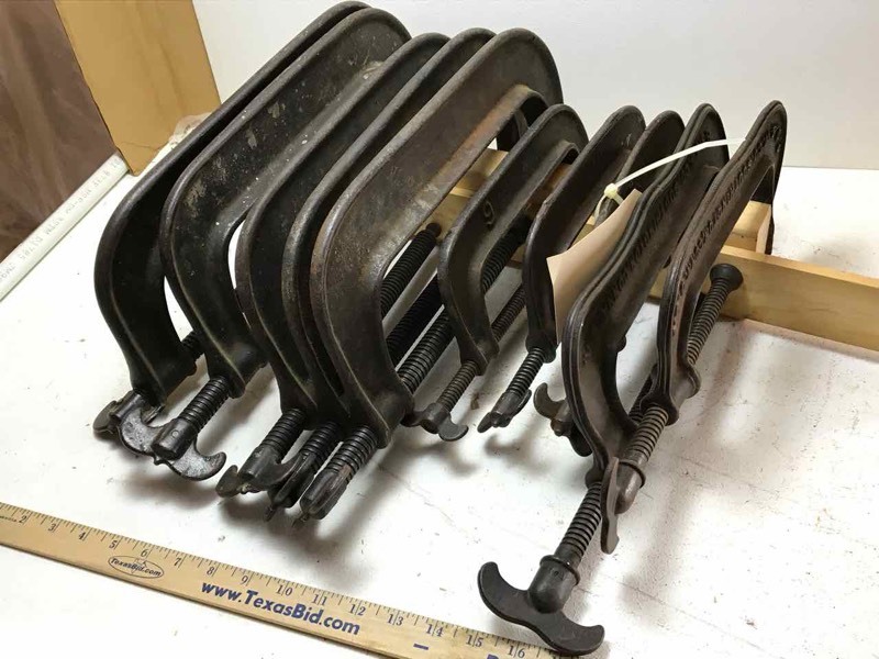 lot 830 image: Ten vintage C-Clamps, 15 in to 8.5 in. (USA)