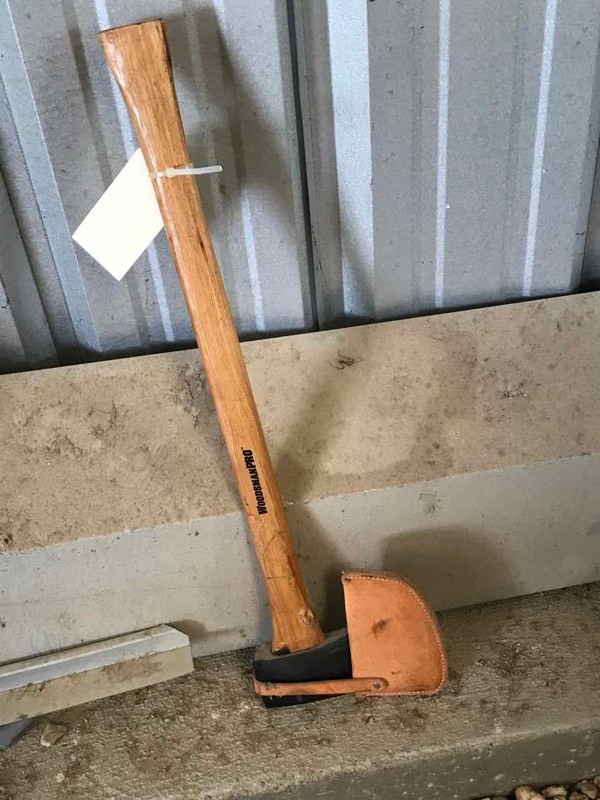 lot 850 image: Woodsman Pro Axe with leather scabbard