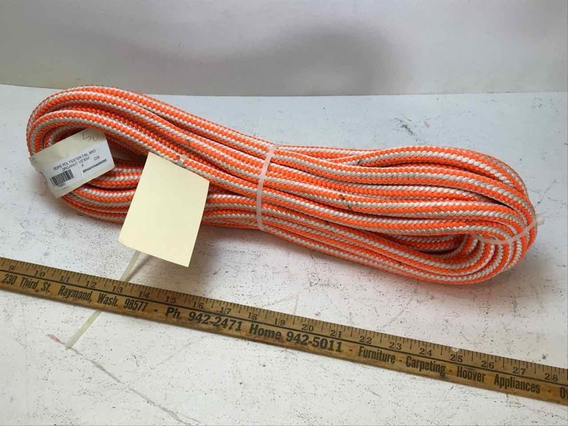 lot 868 image: Rope Polyester, 12 in X 50 Ft. Polyester double braid, (orangewhite)