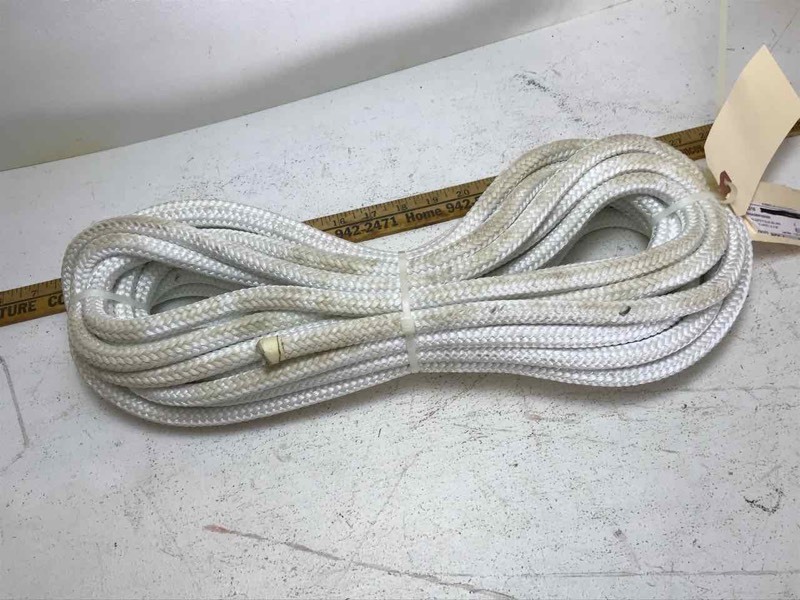 lot 876 image: Rope Arborist White Braided Poly Safety Double Braid, 12 in X 50