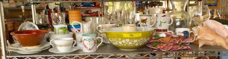 lot 79 image: Pyrex Bowl, Shells, Cups, Glasses, Etc.