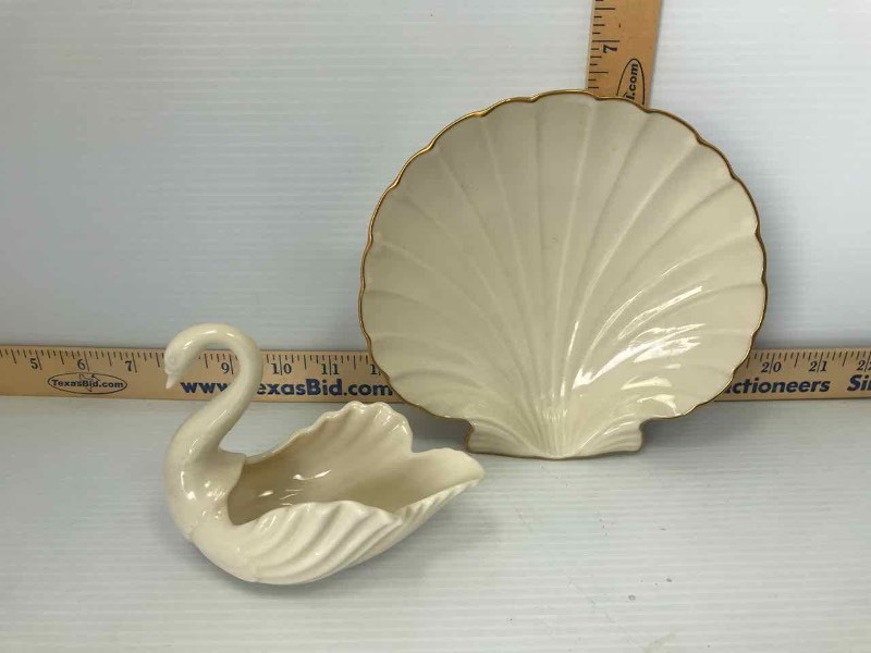 lot 84 image: (2) Lenox Swan & a Shell Shaped Dish