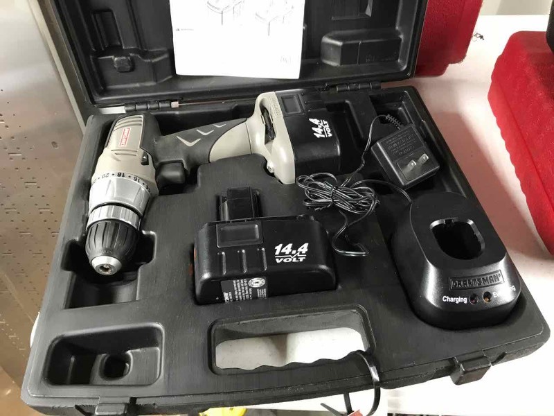 lot 120 image: Craftsman 14.4 volt 38 inch Drill Driver VSR