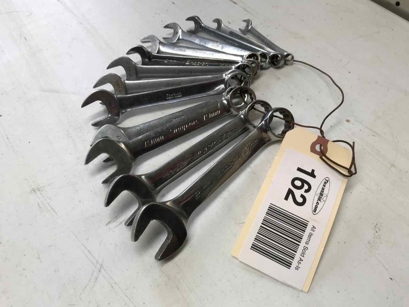 lot 162 image: Snap-On Combination Wrenches (13) 8-21mm (missing #10)